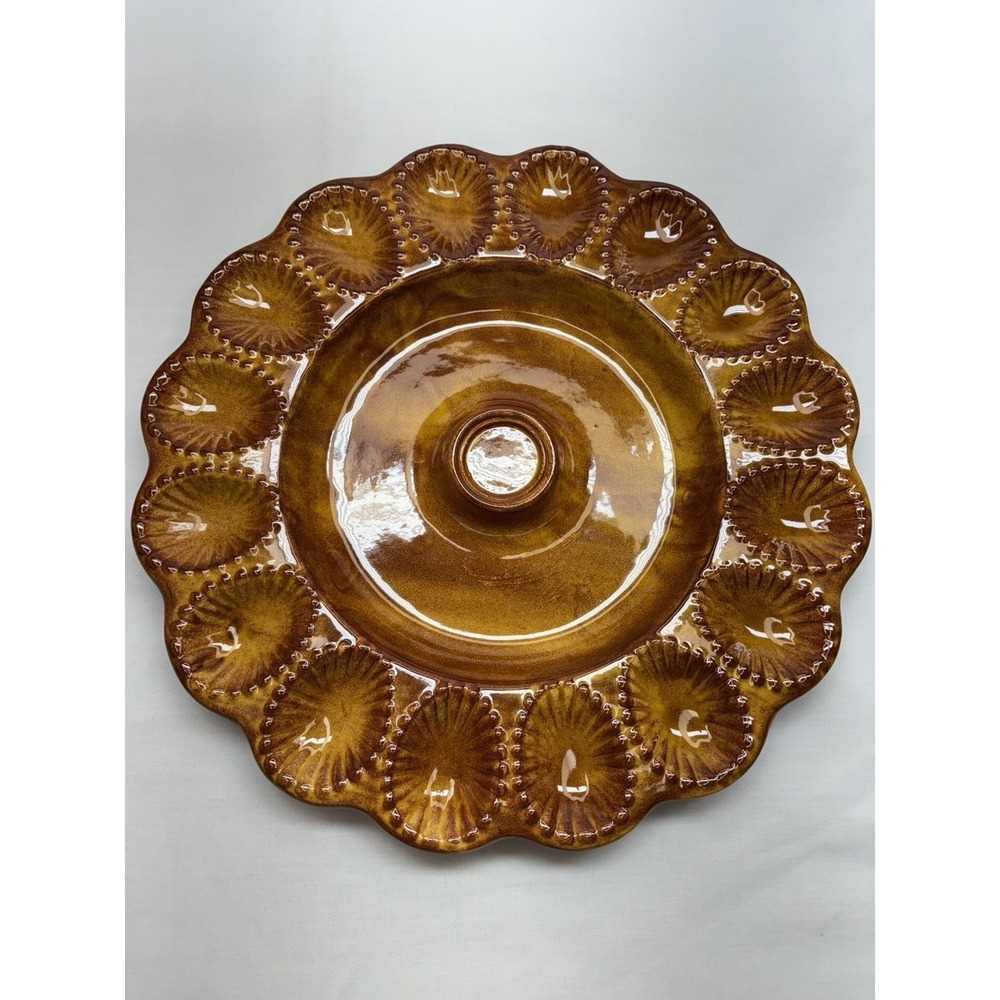 Vintage California USA E400 Ceramic Deviled Egg 12" 16 Count Serving Plate/... - Picture 1 of 15